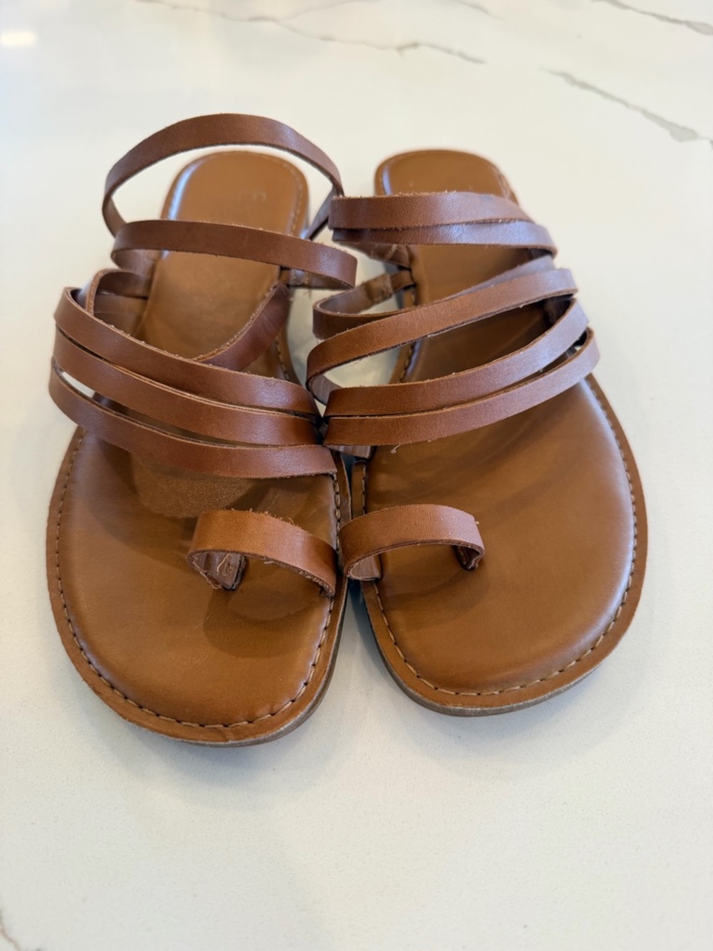 Franco Sarto Brown Strappy Toe-Ring Sandals